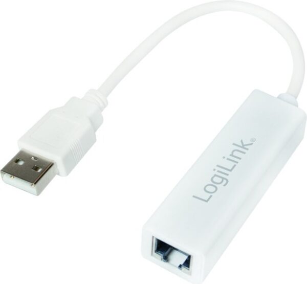 CABLU USB LOGILINK adaptor, USB 2.0 (T) la RJ45 (M), 10cm, 10/100 Mbit/s, alb, „UA0144B” (timbru verde 0.08 lei)