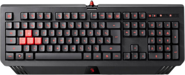 TASTATURA A4Tech Bloody gaming USB, 106 taste (dintre care 7 taste au si fct. multimedia si 4 taste din silicon), iluminata, black,”B120″