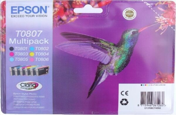 Cartus Cerneala Original Epson CMYK, T0807, pentru Stylus Photo R265|360|RX562, , (timbru verde 0.15 lei), „C13T08074011”