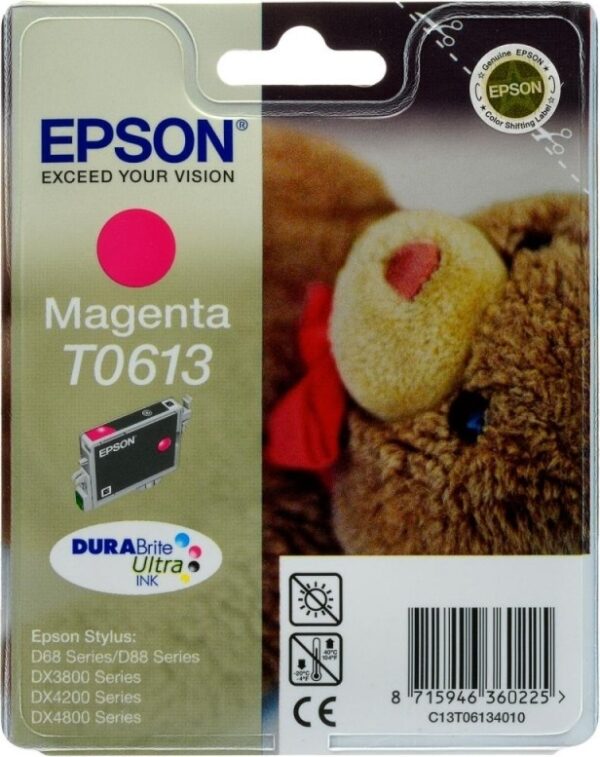 Cartus Cerneala Original Epson Magenta, T0613, pentru D88|D68PE|DX4800|DX4850|DX4200|DX4250|DX3800|DX3851, , (timbru verde 0.15 lei), „C13T06134010”