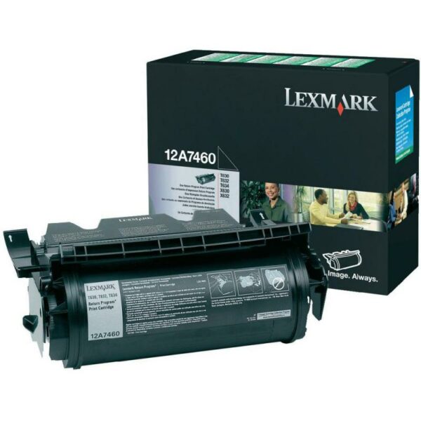 Toner Original Lexmark Black, 12A7460, pentru Optra T630|Optra T632|Optra T634|Optra X632|X630, 5K, (timbru verde 1.2 lei) , „12A7460”