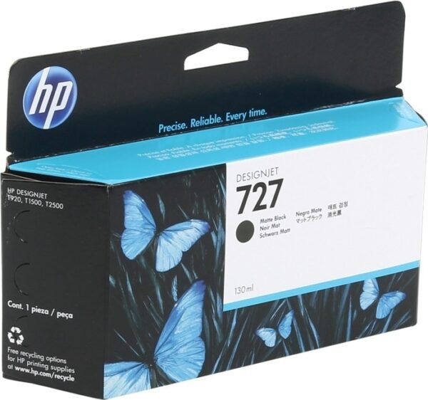 Cartus Cerneala Original HP Matte Black, nr.727, pentru DesignJet T1500|T1530|T2500|T2530|T920, 130ml, (timbru verde 0.15 lei), „B3P22A”