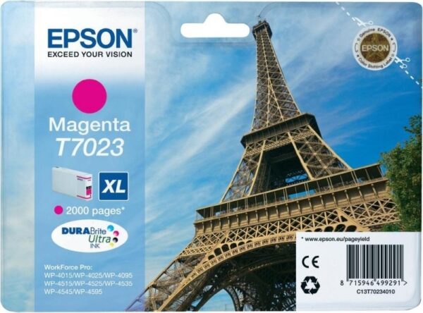 Cartus Cerneala Original Epson Magenta, T7023, pentru WP4000|4500, , (timbru verde 0.15 lei), „C13T70234010”