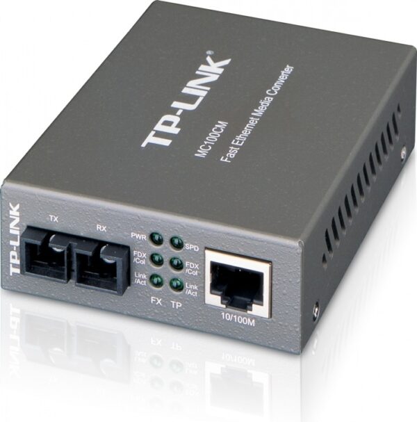 MEDIA CONVERTOR TP-LINK RJ45 10/100M la fibra SC multi-mode 100M, Full-duplex, pana la 2Km, montabil in sasiu „MC100CM”