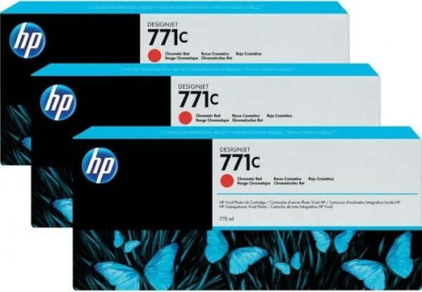 Tri-Pack Original HP Red Chromatic, nr.771C, pentru DesignJet Z6200, , (timbru verde 0.45 lei), „B6Y32A”