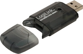 CARD READER extern LOGILINK, interfata USB 2.0, citeste/scrie: SD, MMC, RS-MMC; plastic, negru-transparent „CR0007” (include TV 0.18lei)
