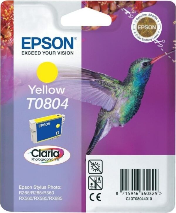 Cartus Cerneala Original Epson Yellow, T0804, pentru Stylus Photo R265|360|RX562, , (timbru verde 0.15 lei), „C13T08044011”