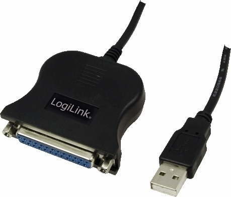 CABLU USB LOGILINK adaptor, USB 2.0 (T) la Paralel (D-Sub 25-pin), 1.5m, conecteaza port USB cu imprimanta cu port paralel, negru, „UA0054A” (include TV 0.18lei)