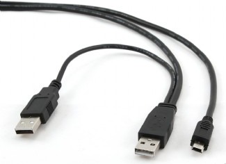 CABLU alimentare si date GEMBIRD, pt. smartphone, USB 2.0 (T) la Mini-USB 2.0 (T), 0.9m, conectori auriti, extra power socket USB 2.0 (T), negru, „CCP-USB22-AM5P-3” (include TV 0.06 lei)