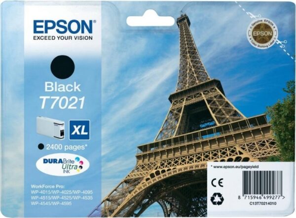 Cartus Cerneala Original Epson Black, T7021, pentru WP4000|4500, , (timbru verde 0.15 lei), „C13T70214010”