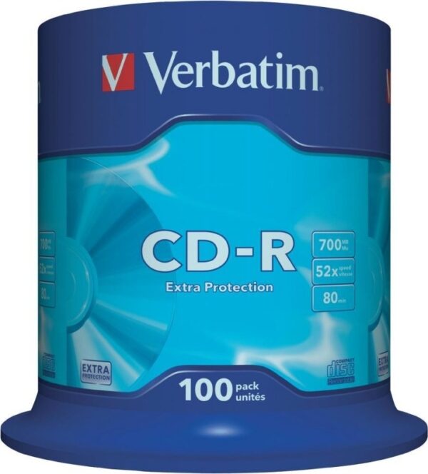 CD-R VERBATIM 700MB, 80min, viteza 52x, 100 buc, spindle, „43411”