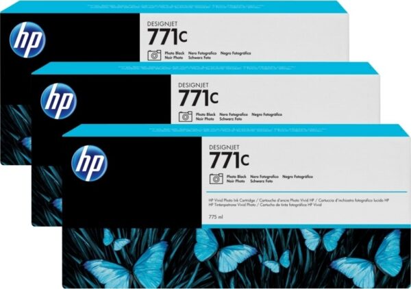 Tri-Pack Original HP Light Cyan, nr.771C, pentru DesignJet Z6200, , (timbru verde 0.45 lei), „B6Y36A”