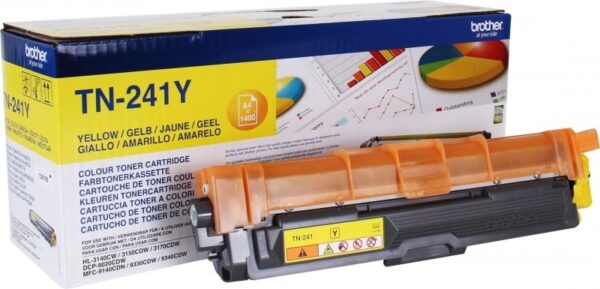 Toner Original Brother Yellow, TN241Y, pentru HL-3140|3150|3170|DCP-9010|9015|9020|9140|9330|9340, 1.4K,”TN241Y”