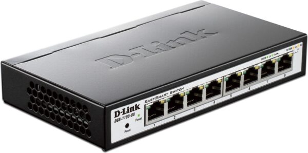 SWITCH D-LINK SMART 8 porturi Gigabit carcasa metalica, „DGS-1100-08” (timbru verde 2 lei)