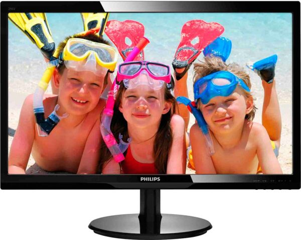 MONITOR PHILIPS 24″, home, office, TN, Full HD (1920 x 1080), Wide, 250 cd/mp, 1 ms, VGA, HDMI, „246V5LHAB/00” (timbru verde 7 lei)