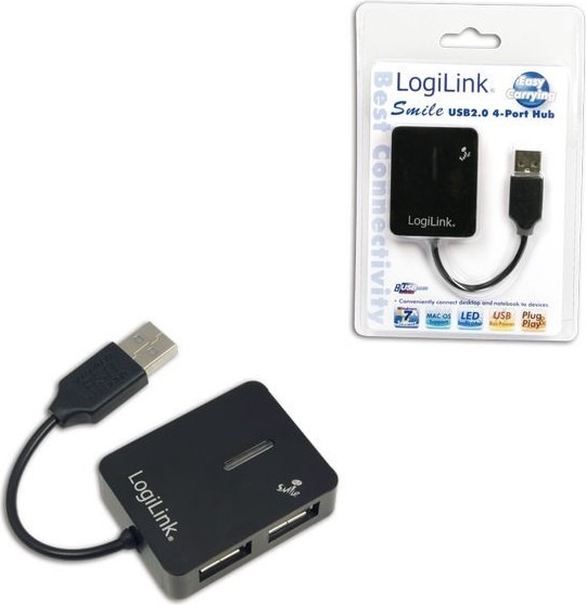 HUB extern LOGILINK, porturi USB: USB 2.0 x 4, conectare prin USB 2.0, cablu 0.05 m, negru, „UA0139” (include TV 0.8lei)