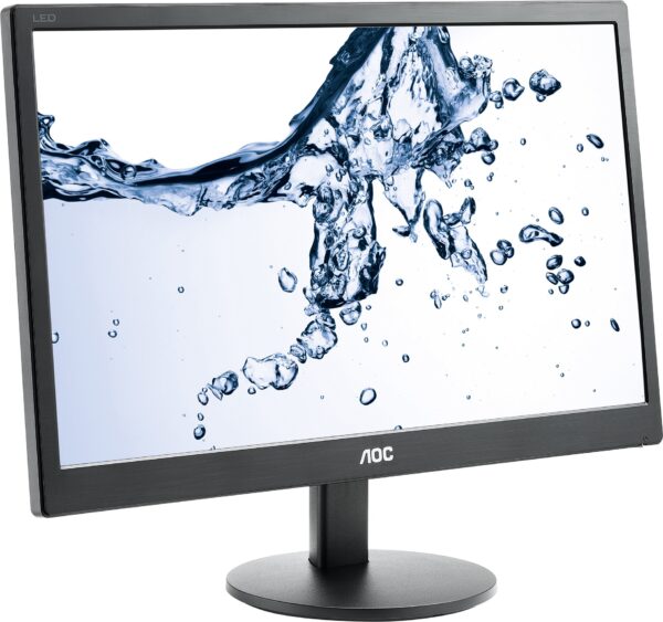 MONITOR AOC 18.5″, home, office, TN, HD (FWXGA) (1366 x 768), Wide, 200 cd/mp, 5 ms, VGA, „E970SWN” (timbru verde 7 lei)