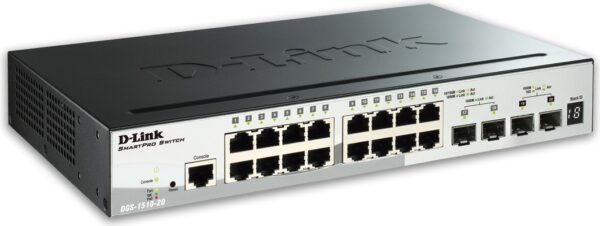 SWITCH D-LINK SMART 16 porturi Gigabit. + 2 porturi SFP + 2 porturi 10G SFP+, carcasa metalica, rackabil, „DGS-1510-20” (timbru verde 2 lei)