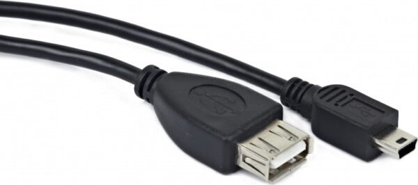 CABLU adaptor OTG GEMBIRD, pt. smartphone, Mini-USB 2.0 (T) la USB 2.0 (M), 15cm, asigura conectarea telef. la o tastatura, mouse, HUB, stick, etc., negru, „A-OTG-AFBM-002” (include TV 0.06 lei)