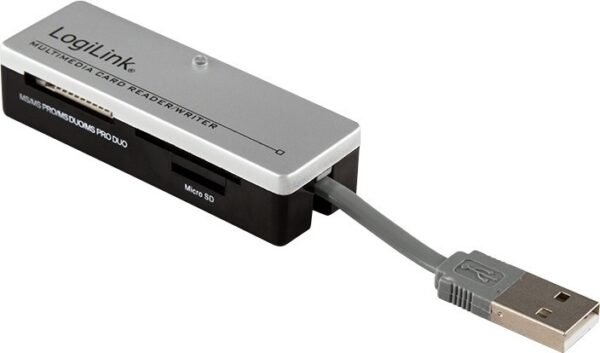 CARD READER extern LOGILINK, interfata USB 2.0, citeste/scrie: SD, micro SD, MMC, MS; plastic, alb-negru, „CR0010” (include TV 0.18lei)