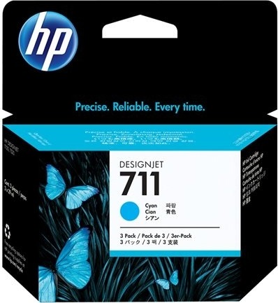 Tri-Pack Original HP Cyan, nr.711, pentru DesignJet T120|T520, , incl.TV 0.11 RON, „CZ134A”