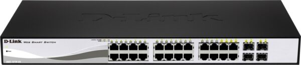SWITCH PoE D-LINK Smart 24 porturi Gigabit (24 PoE) + 4 porturi combo SFP, IEEE 802.3af/at, carcasa metalica, rackabil, „DGS-1210-24P”(timbru verde 2 lei)
