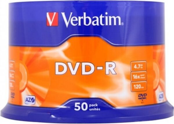 DVD-R VERBATIM 4.7GB, 120min, viteza 16x, 50 buc, Single Layer, spindle, „Matt Silver” „43548”