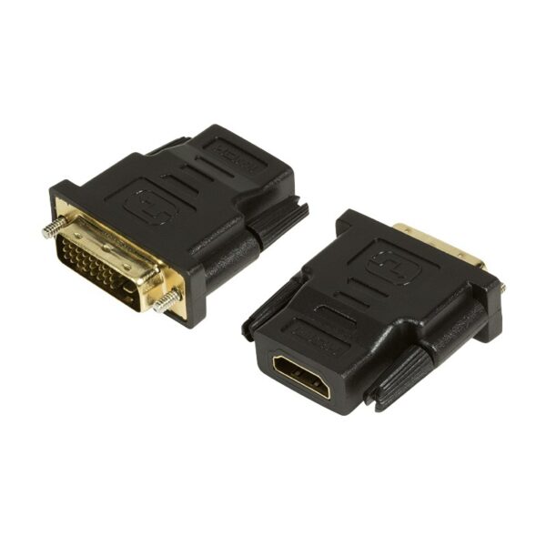 ADAPTOR video LOGILINK, DVI-D DL (T) la HDMI (M), conectori auriti, rezolutie maxima Full HD (1920 x 1080) la 60 Hz, negru, „AH0001” (timbru verde 0.18 lei)