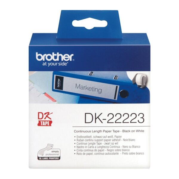 Banda Continua Hartie Original Brother Black on White, DK22223, pentru P-TOUCH QL-1100|1110|800|810|1050|1060|500|560|570|580|650|702, 50mmX30.48m, incl.TV 0 RON, „DK22223”