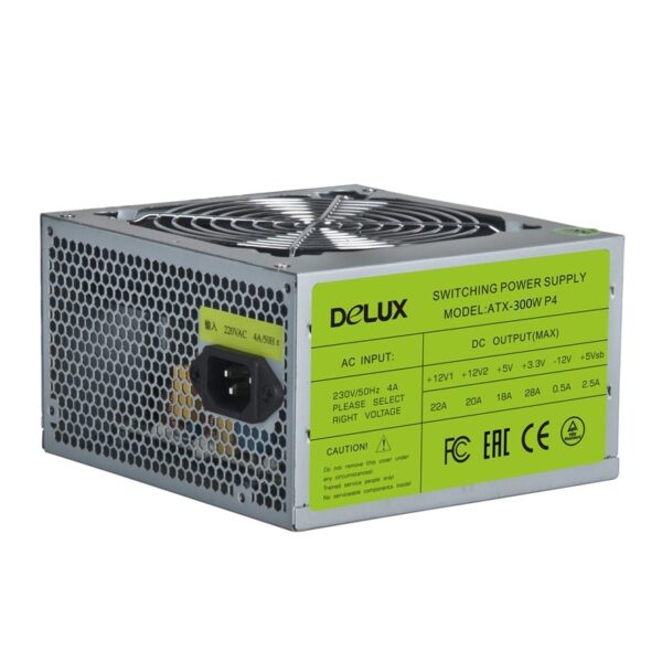 SURSA DELUX 550 (350W for 550W Desktop PC), Fan 12cm, Conector 20+4 pini, 2xSATA, 2xMolex, 1xSmall 4 pini, „DLP-30D-550”, (timbru verde 2 lei)