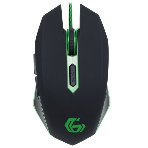 MOUSE GEMBIRD, gaming, cu fir, USB, optic, 2400 dpi, butoane/scroll 6/1, iluminare, negru / verde, „MUSG-001-G” (timbru verde 0.18 lei)