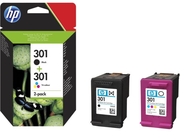 Combo-Pack Original HP Black/Color, nr.301, pentru Deskjet 1000|1050|1510|2000|2050|2054|3000|3050|3054|OfficeJet 4630, , (timbru verde 0.3 lei), „N9J72AE”