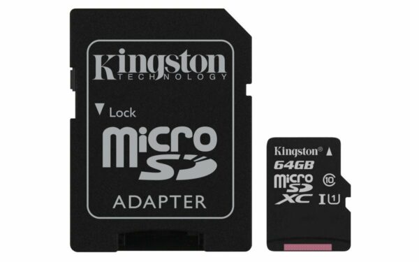 CARD MicroSD KINGSTON, 64 GB, MicroSDXC, clasa 10, standard UHS-I U1, „SDCS/64GB” (timbru verde 0.03 lei)