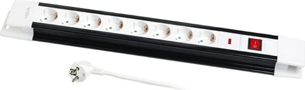 PRELUNGITOR LOGILINK, Schuko x 8, conectare prin Schuko (T), cablu 3 m, 16 A, protectie copii, alb/ negru, „LPS207” (timbru verde 0.18 lei)