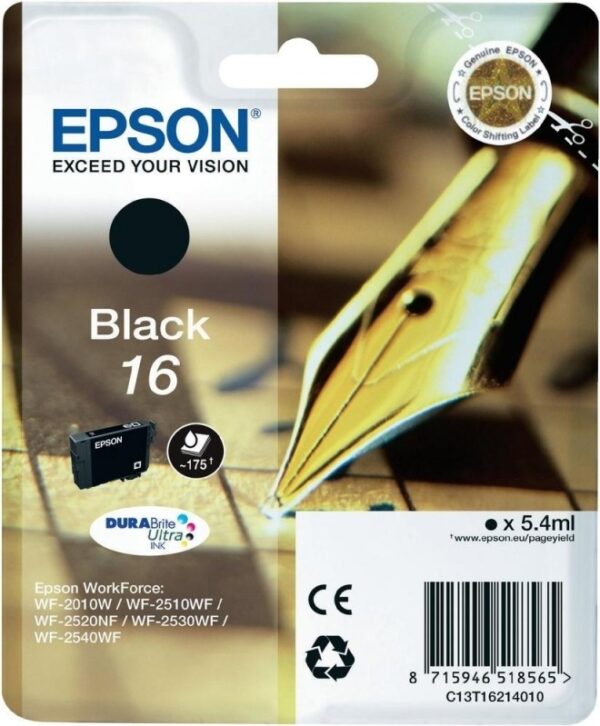 Cartus Cerneala Original Epson Black, T1621, pentru WF2540, , incl.TV 0.11 RON, „C13T16214010”