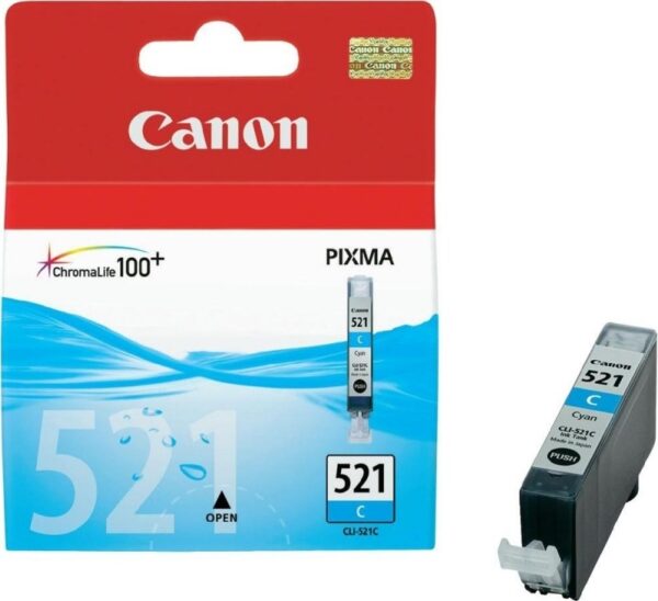 Cartus Cerneala Original Canon Cyan, CLI-521C, pentru iP3600|iP4600|MP540|MP620, , incl.TV 0.11 RON, „BS2934B001AA”