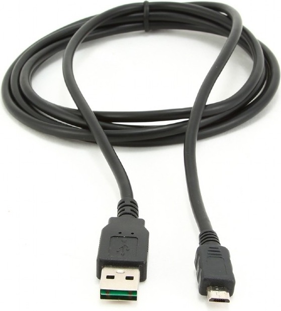 CABLU alimentare si date GEMBIRD, pt. smartphone, USB 2.0 (T) la Micro-USB 2.0 (T) (conector cu dubla fata), 1m, premium, conectori auriti, negru, „CC-mUSB2D-1M” (include TV 0.06 lei)