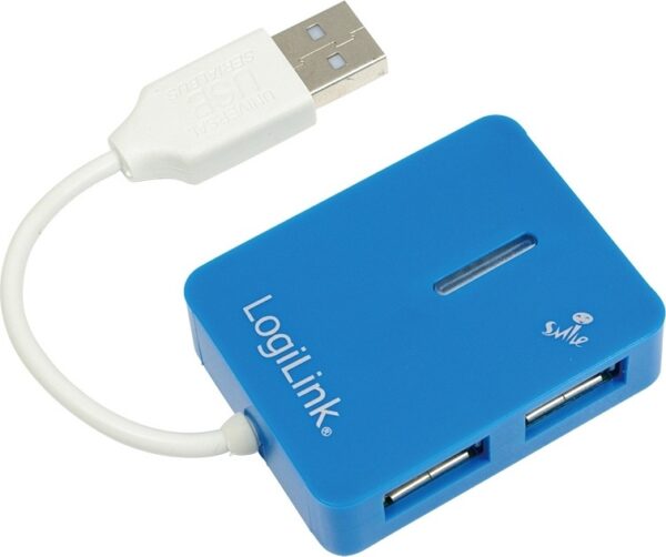 HUB extern LOGILINK, porturi USB: USB 2.0 x 4, conectare prin USB 2.0, cablu 0.05 m, albastru, „UA0136” (include TV 0.8lei)