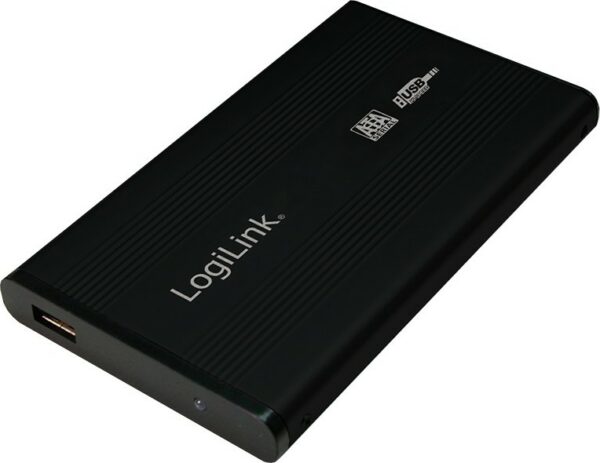 RACK extern LOGILINK, pt HDD/SSD, 2.5 inch, S-ATA, interfata PC USB 2.0, aluminiu, negru, „UA0041B” (timbru verde 0.8 lei)