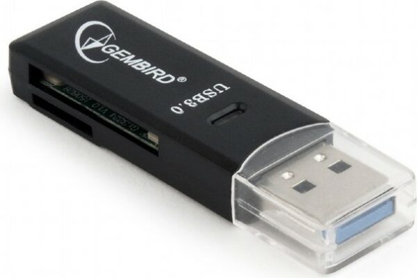 CARD READER extern GEMBIRD, interfata USB 3.0, citeste/scrie: SD, micro SD; plastic, black „UHB-CR3-01” (timbru verde 0.18 lei)