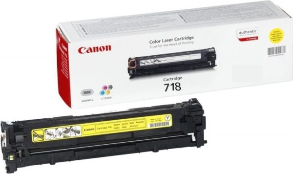 Toner Original Canon Yellow, CRG-718Y, pentru LBP-7200|LBP-7210|LBP-7660|LBP-7680|MF-8330|MF-8340|MF-8350|MF-8360|MF-8380|MF-8540|MF-8550|MF-8580|MF-724|MF-728|MF-729, 2.9K, (timbru verde 1.2 lei) , „CR2659B002AA”