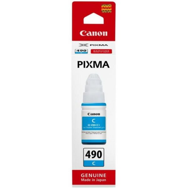 Cartus Cerneala Original Canon Cyan, Gi-490C, pentru G1400|G2400|G3400 , 70ml, (timbru verde 0.15 lei), „BS0664C001AA”