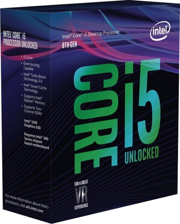CPU INTEL, skt. LGA 1151 Core i5, i5-8600K, frecventa 3.6 GHz, turbo 4.3 GHz, 6 nuclee, putere 95 W, „BX80684I58600K”