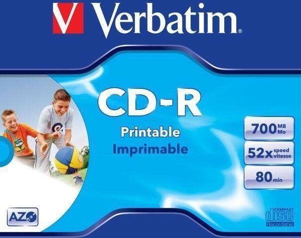 CD-R VERBATIM 700MB, 80min, viteza 52x, set 10 buc, carcasa, printabil, „AZO Wide Inkjet Printable” „43325/261908”