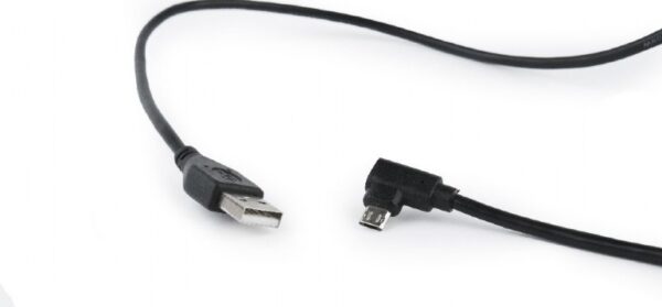 CABLU alimentare si date GEMBIRD, pt. smartphone, USB 2.0 (T) la Micro-USB 2.0 (T) (conector la 90 grade si dubla fata), 1.8m, premium, conectori auriti, negru, „CCB-USB2-AMmDM90-6” (include TV 0.06 lei)