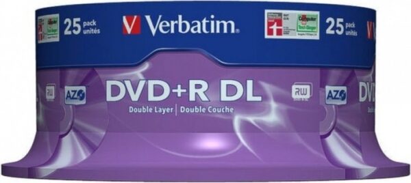 DVD+R VERBATIM 8.5GB, 240min, viteza 8x, 25 buc, Double Layer, spindle, „Matt Silver” „43757”
