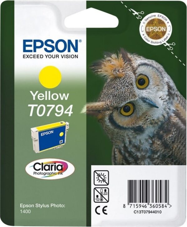 Cartus Cerneala Original Epson Yellow, T0794, pentru Stylus Photo 1400, , (timbru verde 0.15 lei), „C13T07944010”