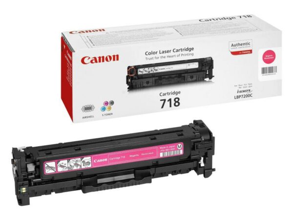 Toner Original Canon Magenta, CRG-718M, pentru LBP-7200|LBP-7210|LBP-7660|LBP-7680|MF-8330|MF-8340|MF-8350|MF-8360|MF-8380|MF-8540|MF-8550|MF-8580|MF-724|MF-728|MF-729, 2.9K, (timbru verde 1.2 lei) , „CR2660B002AA”