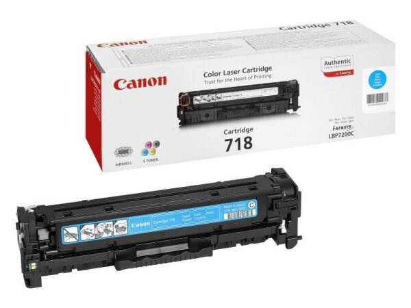 Toner Original Canon Cyan, CRG-718C, pentru LBP-7200|LBP-7210|LBP-7660|LBP-7680|MF-8330|MF-8340|MF-8350|MF-8360|MF-8380|MF-8540|MF-8550|MF-8580|MF-724|MF-728|MF-729, 2.9K, incl.TV 0.8 RON, „CR2661B002AA”