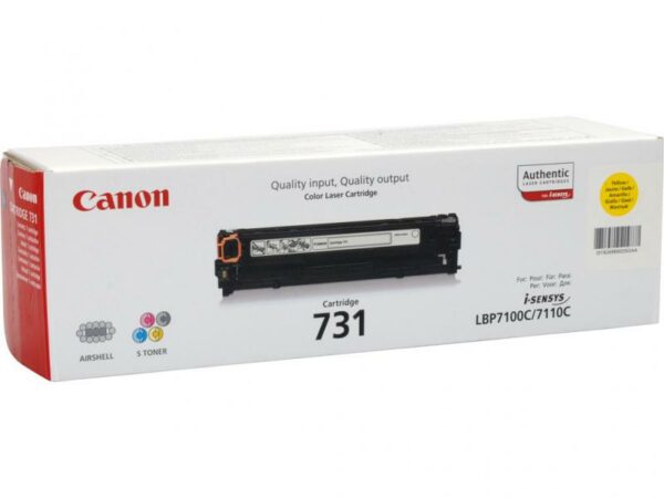 Toner Original Canon Yellow, CRG-731Y, pentru LBP-7100|LBP-7110|MF-8230|MF-8280|MF-623|MF-628, 1.5K, incl.TV 0.8 RON, „CR6269B002AA”